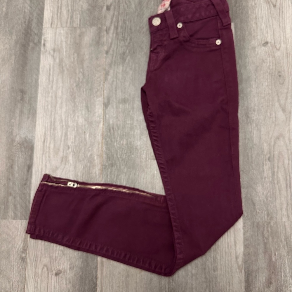 True Religion Dark Burgundy Ankle Jeans